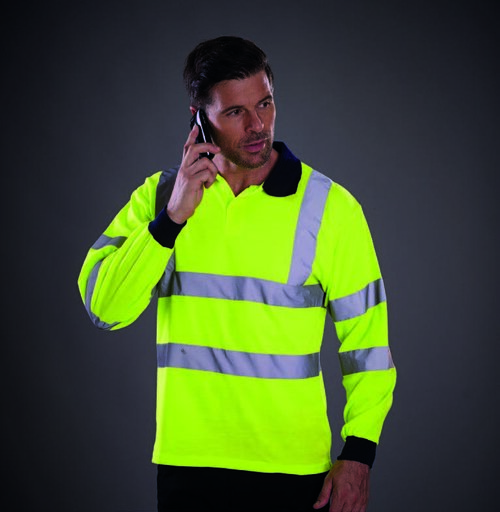 Hi-Vis+Long+Sleeve+Polo+Shirt